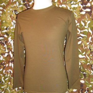 Shirts manica lunga Verde Oliva Maglia Mil-Tec 100% Cotone Jersey Girocollo Manica Lunga